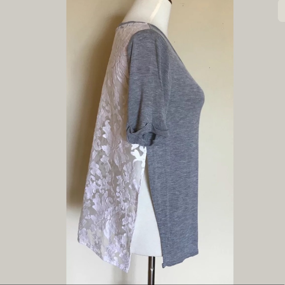 JOA Textured Lace Back Tee